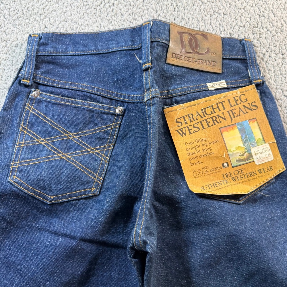 Vintage Dee Cee Brand Straight Leg Western Jeans Indigo Blue Raw Denim 26x32 NWT